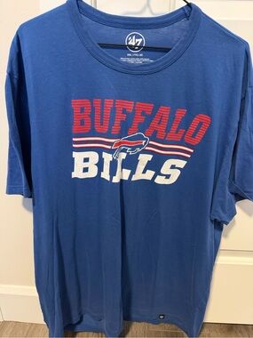 47 Brand Buffalo Bills Royal Blue Tee with Red and White Logo